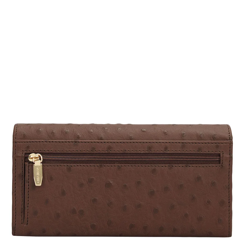 Da Milano Mocha Ostrich Leather Ladies Wallet - Mocha for Women | Best Price UAE